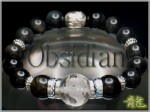 ゴールデンオブシディアン・水晶（手彫り-龍-）　＜ブレスレット＞